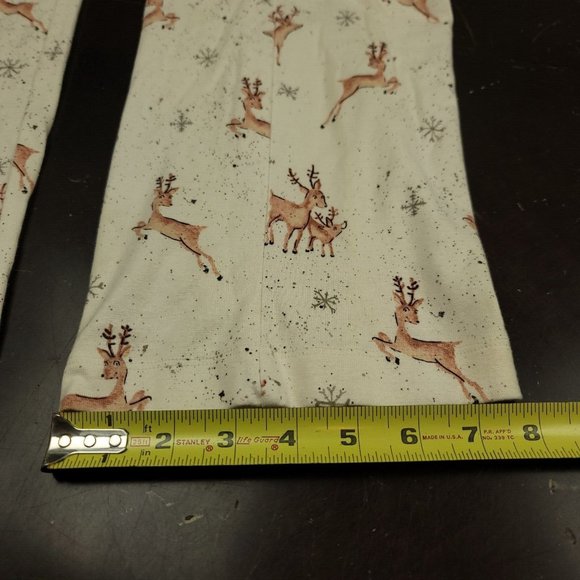 Burts Bees Baby Pajama Pants Womens L Christmas Print Straight‎ Pockets Reindeer - Picture 7 of 10